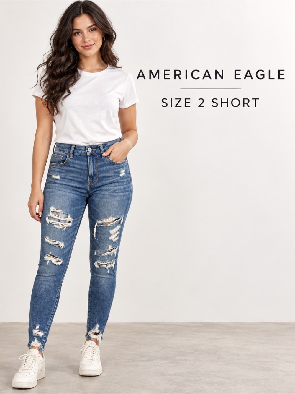 American Eagle Next Level Stretch Ripped Skinny Jeans 2 Short casual